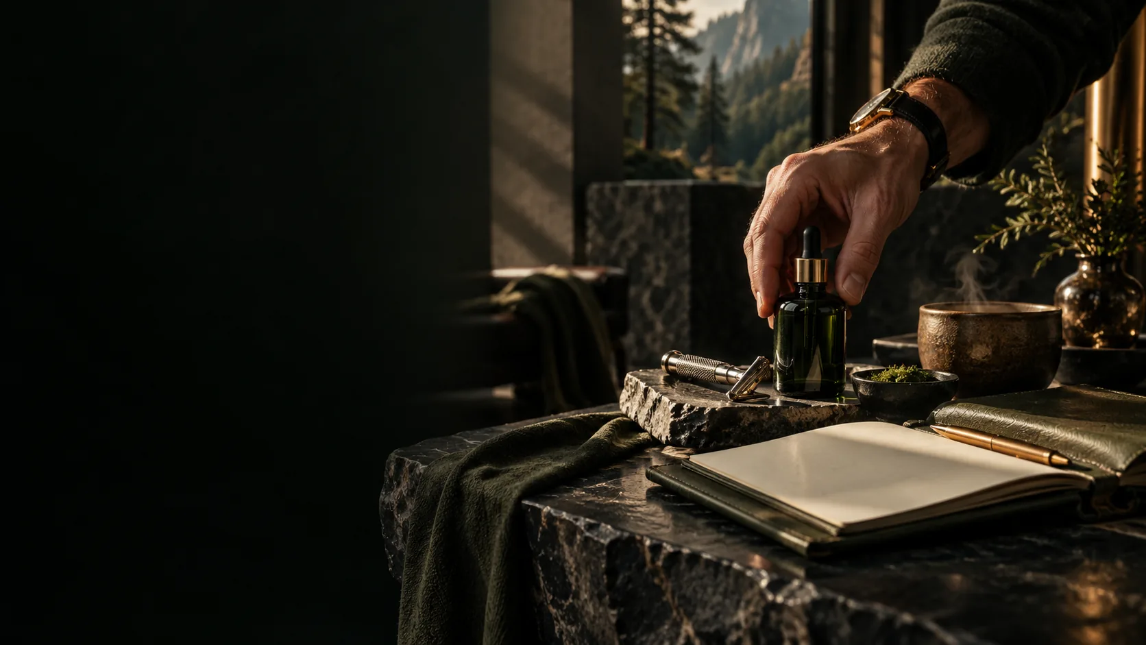 Illustrative concept of grooming tools and a daily ritual